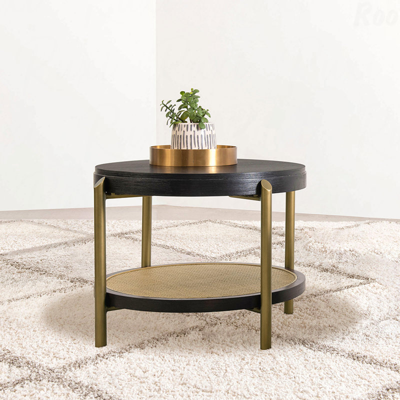 Black Round End Table