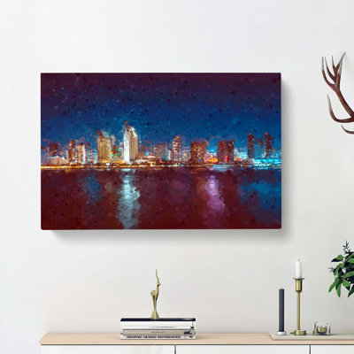 San Diego Skyline At Dusk In Abstract - Wrapped Canvas