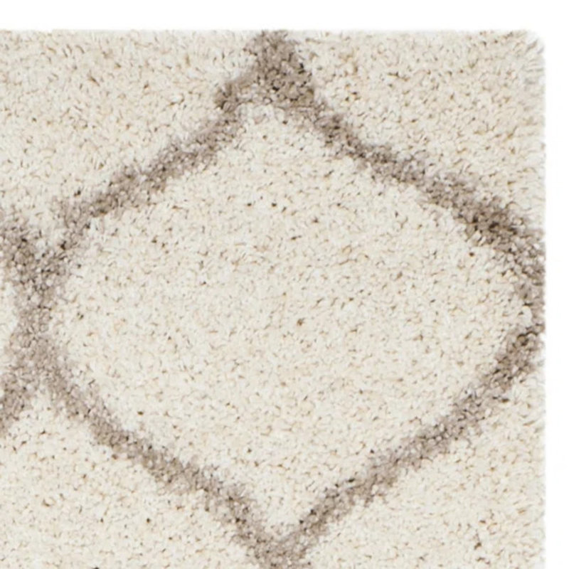 Tate Hudson Shag Performance Geometric Rug, Runner 2'3" x 16', Ivory/Beige