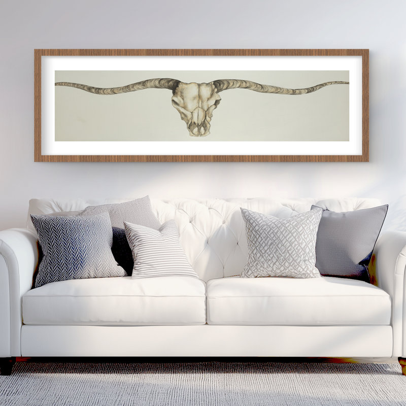 Long Horn Skull Country - reproduction encadrée matte pour la décoration intérieure