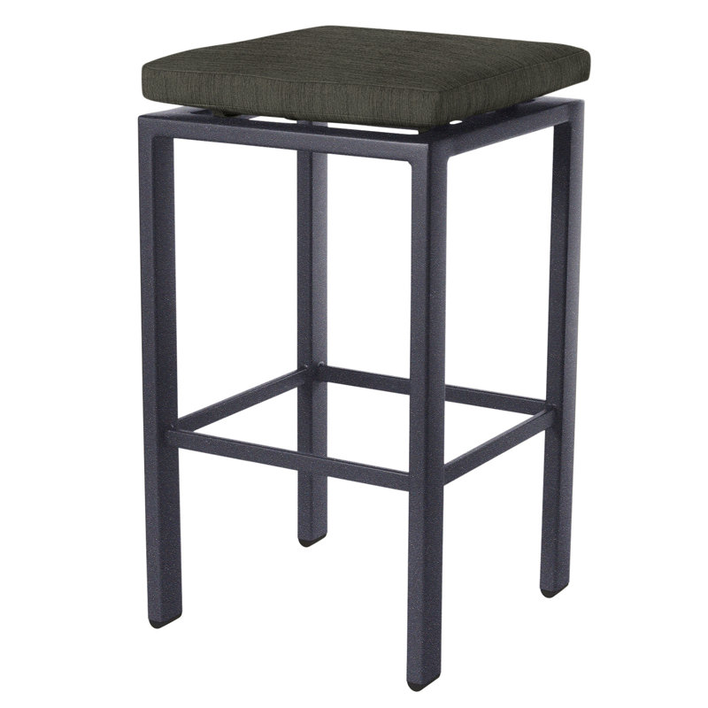 Aris Outdoor Bar Stool, Graphite, Flagship Stone Sunbrella®, 31.25"