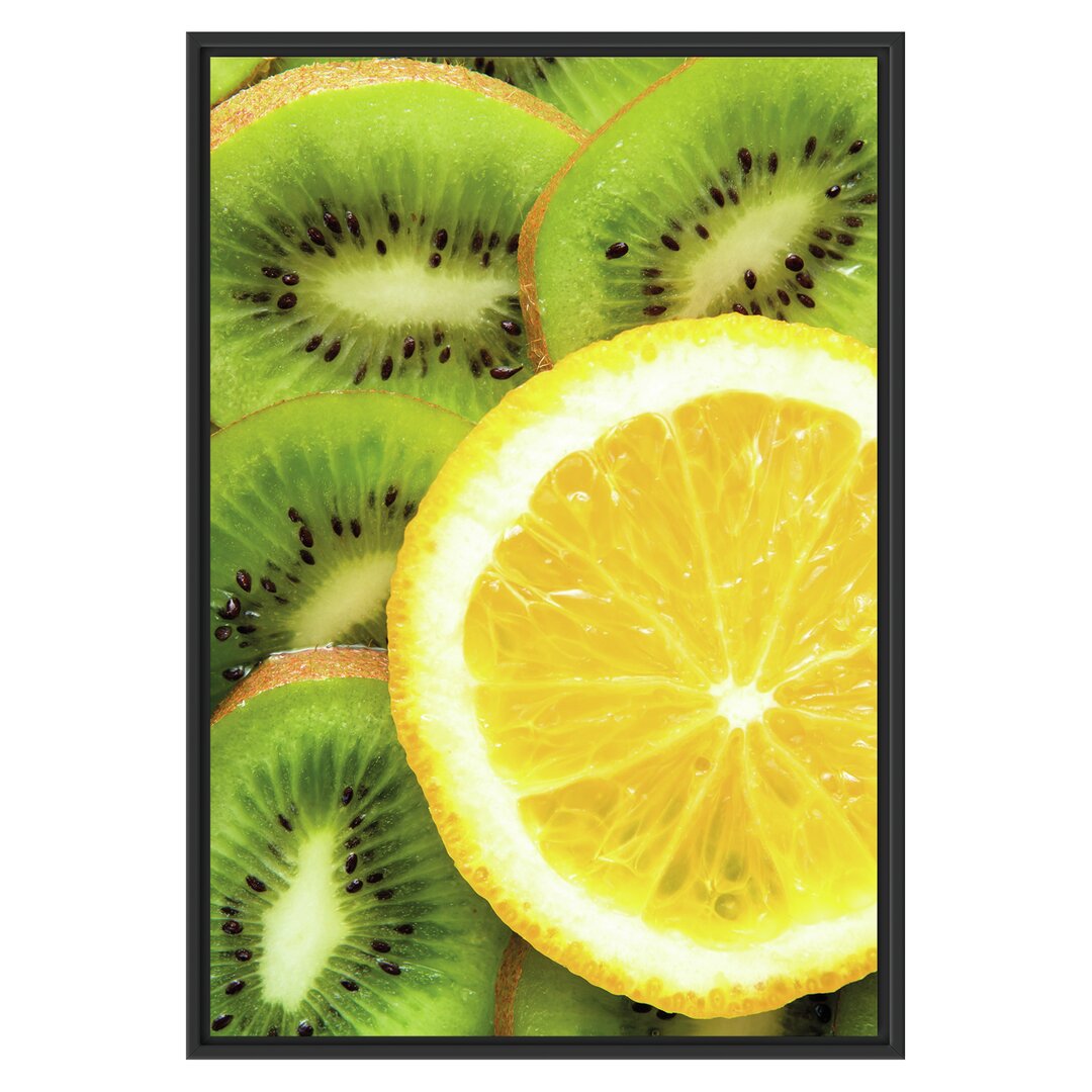 Gerahmtes Wandbild Orange und Kiwi Scheiben