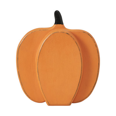Courte citrouille en bois orange 9 x 8 x 2