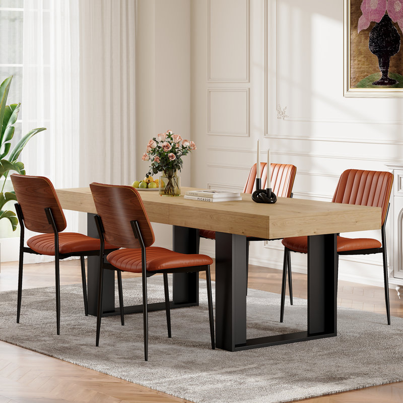 Ensemble de table de salle à manger pour 4 personnes avec table de salle à manger extensible rectangulaire et 4 chaises rembourrées
