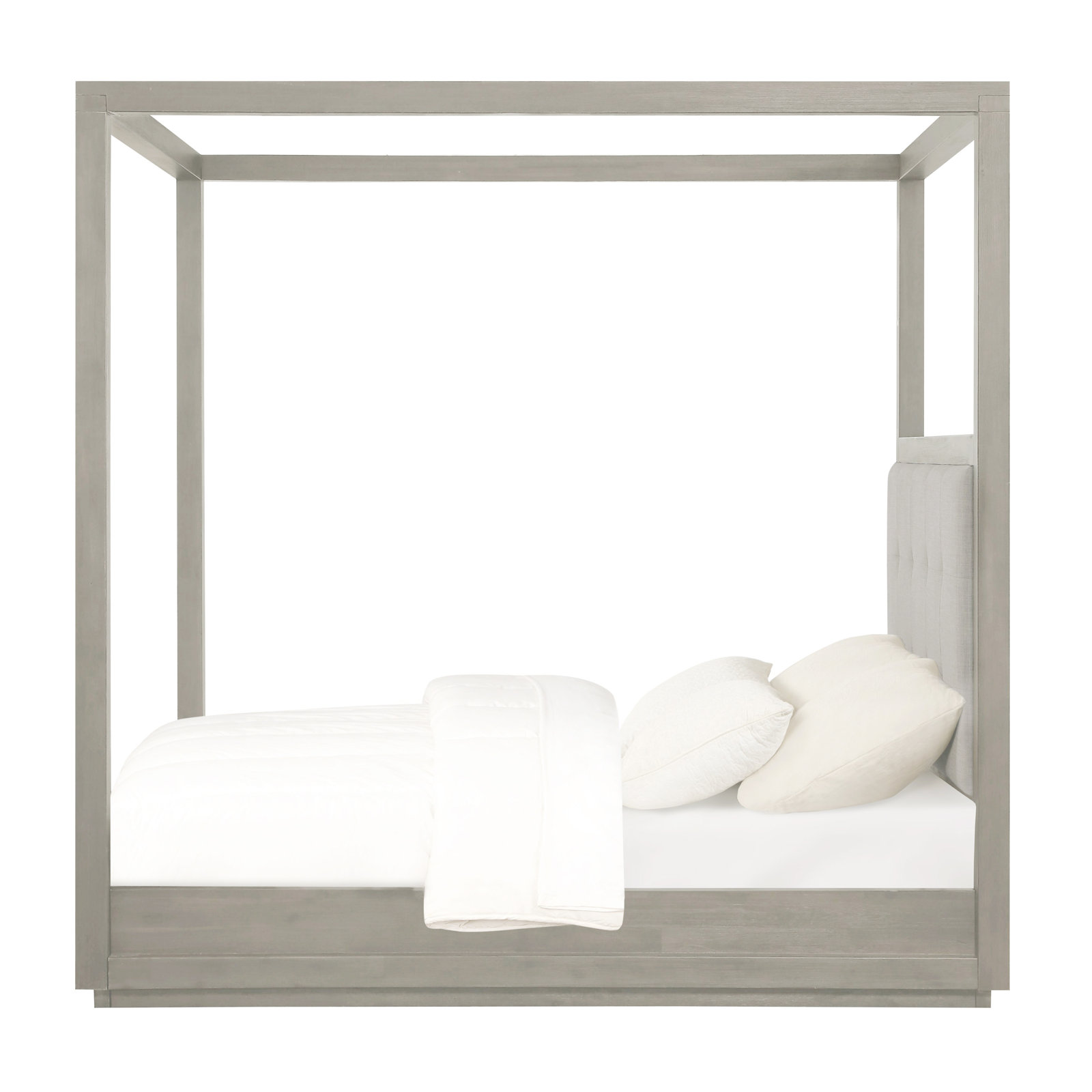 Eloise Upholstered Canopy Bed, King, White