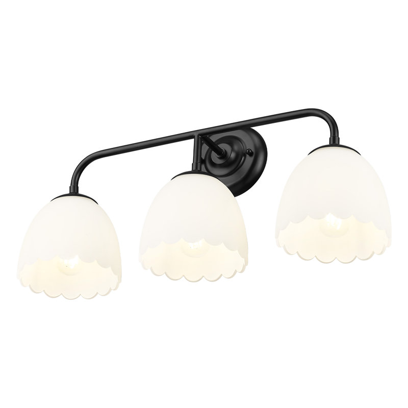 Dorinda 3-Light Vanity Light in Matte Black with Opal Glass, Matte Black