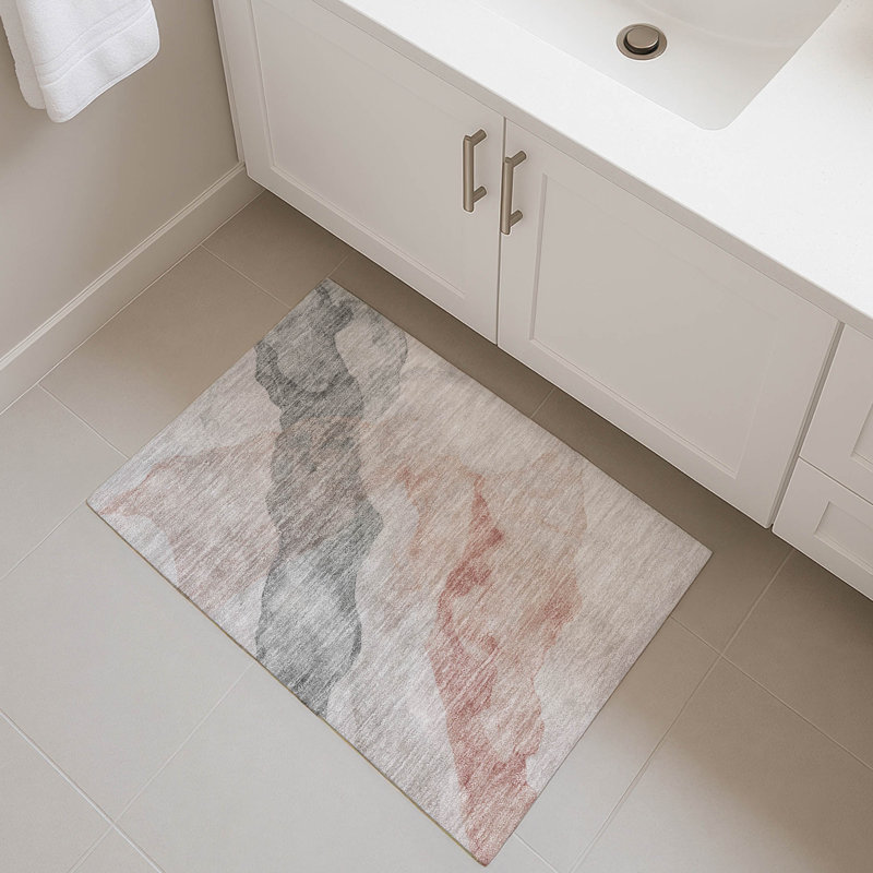 Premium Machine Washable Mayfield AMF2109 Abstract Rug, 1'8" x 2'6", Salmon