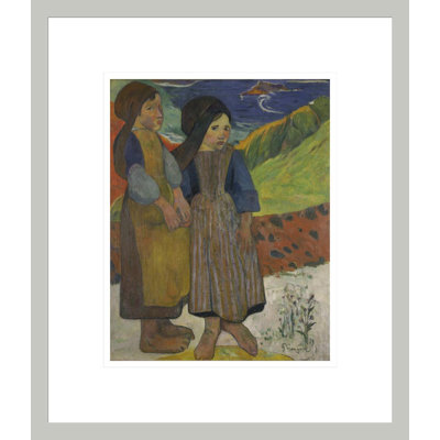 «Deux filles bretonnes au bord de la mer» par Paul Gauguin - Estampe numérique encadrée