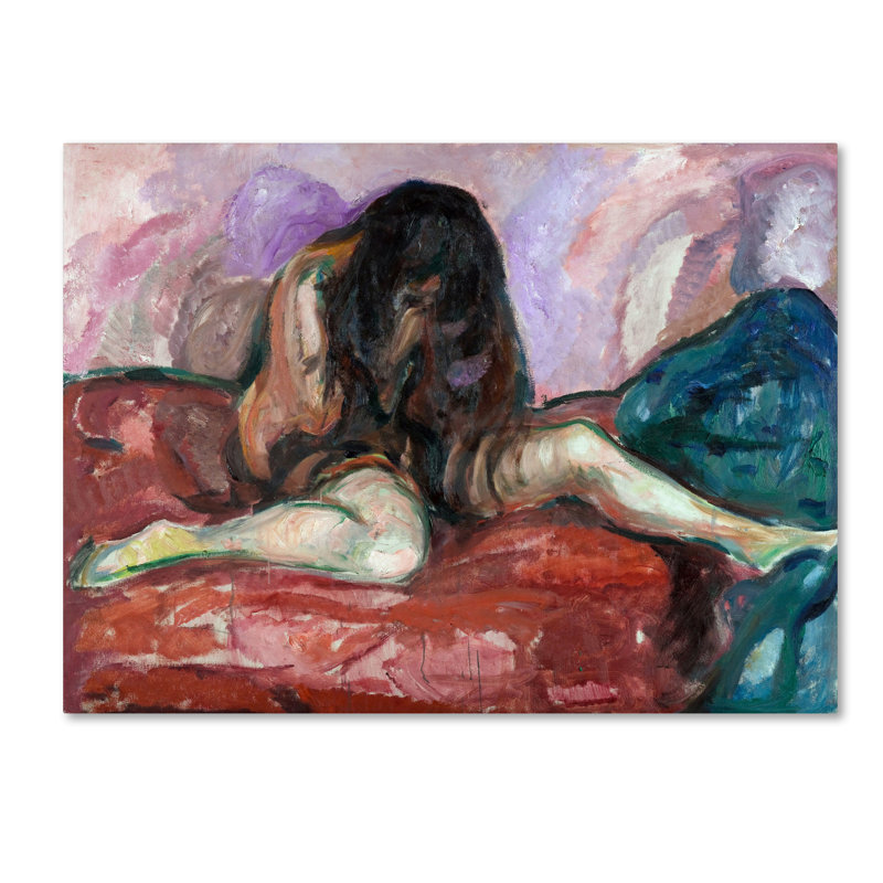 « weeping nu » par impression sur toile tendue Edvard Munch, H 35 po x l 47 po
