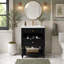 Meuble-lavabo de 20 po avec lavabo en céramique, armoire de rangement avec tablette ouverte, armoire de salle de bain rétro avec 2 tiroirs-131254489