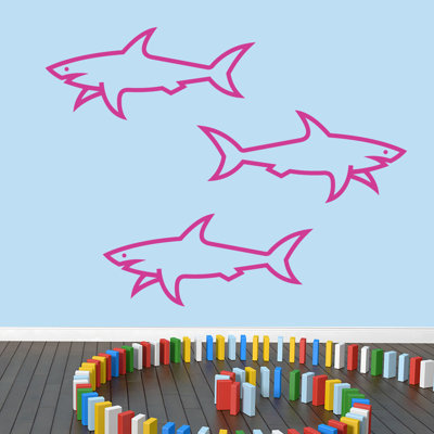 Ensemble de 3 décalcomanies murales requins