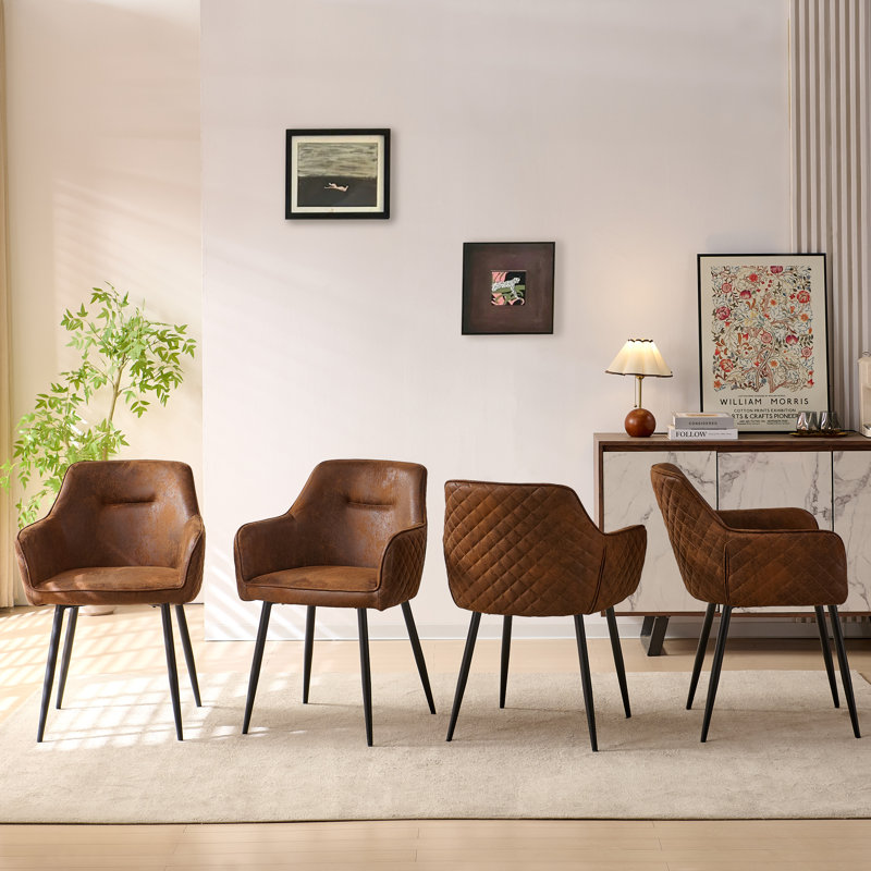 46cm H Upholstered Metal Armchair, Brown