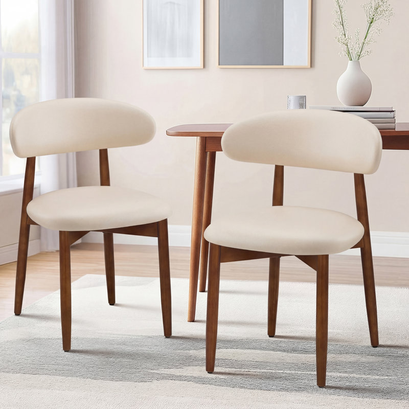 Chaises d'appoint rembourrées en bois massif Maylon, White