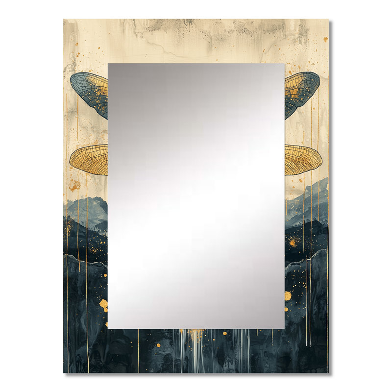 Dragon Whisper Of The Marsh - Dragonfly Wall Mirror, Modern Decorative Mirror, Printed Metal Art, 32" x 24"