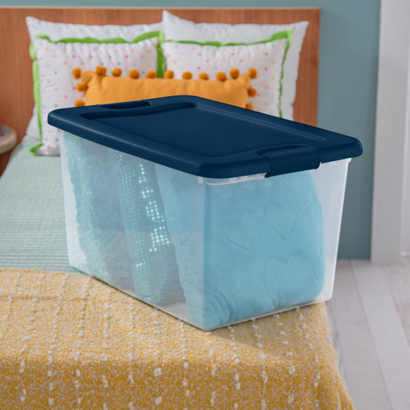 Sterilite Plastic Storage Bin, Marine Blue, 6-Pack