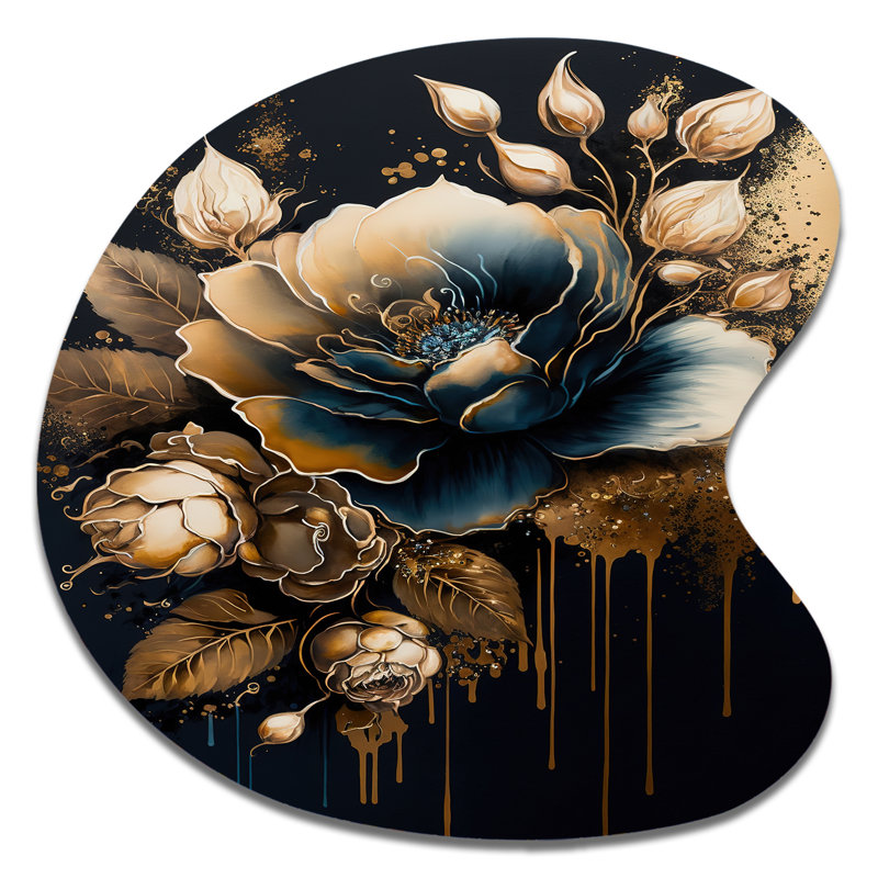 Décoration murale irrégulière en métal bleu marine et or rose II, H 27 po x l 27 po