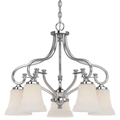 Tes 5-Light Indoor Chrome Classic/Traditional Chandelier with Frosted Bell Glass Shades