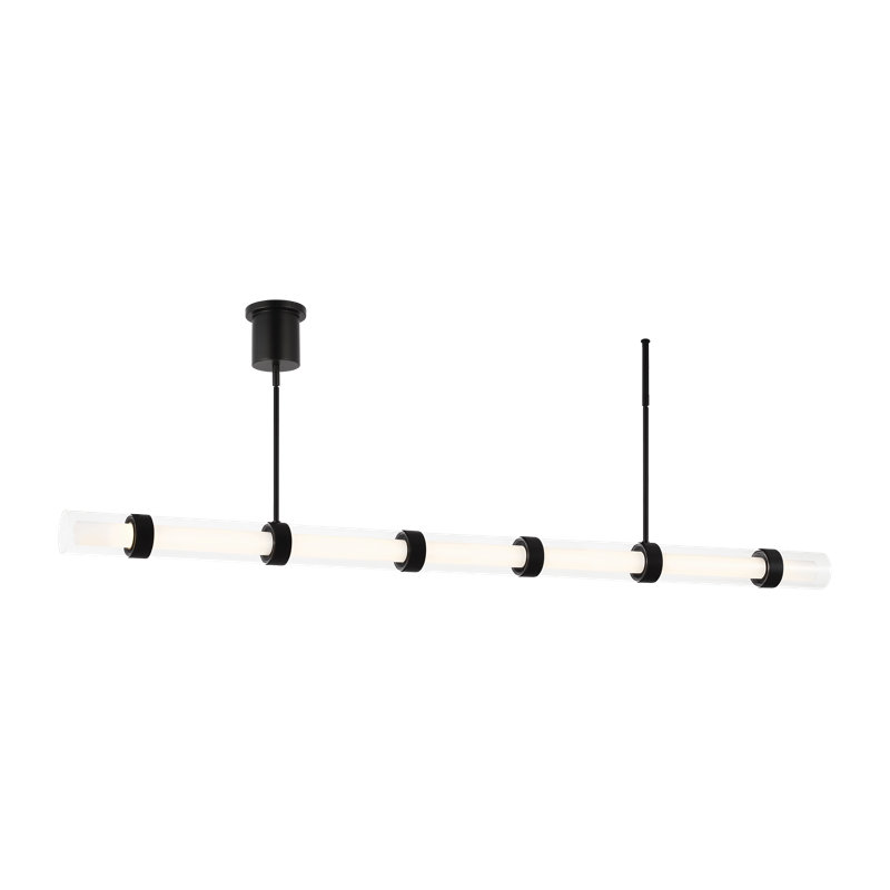 Wit 1 - Light LED Pendant, Black, 6" H x 84.1" W x 3.9" D