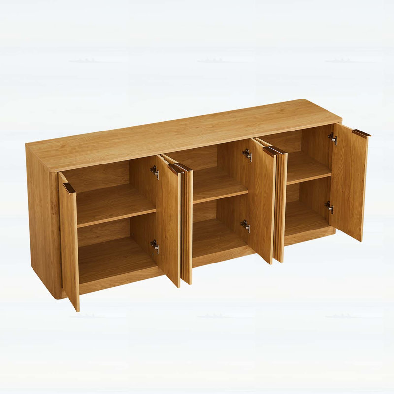 Modern Wavy Sideboard Cabinet with Curved Contour, Natural