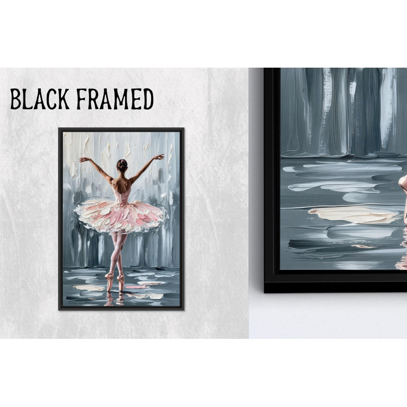 Toile imprimée: Danseuse de tutu rose dans un studio de danse, 1P BlackFramedCanves, 102,4 po H x 47,3 po l