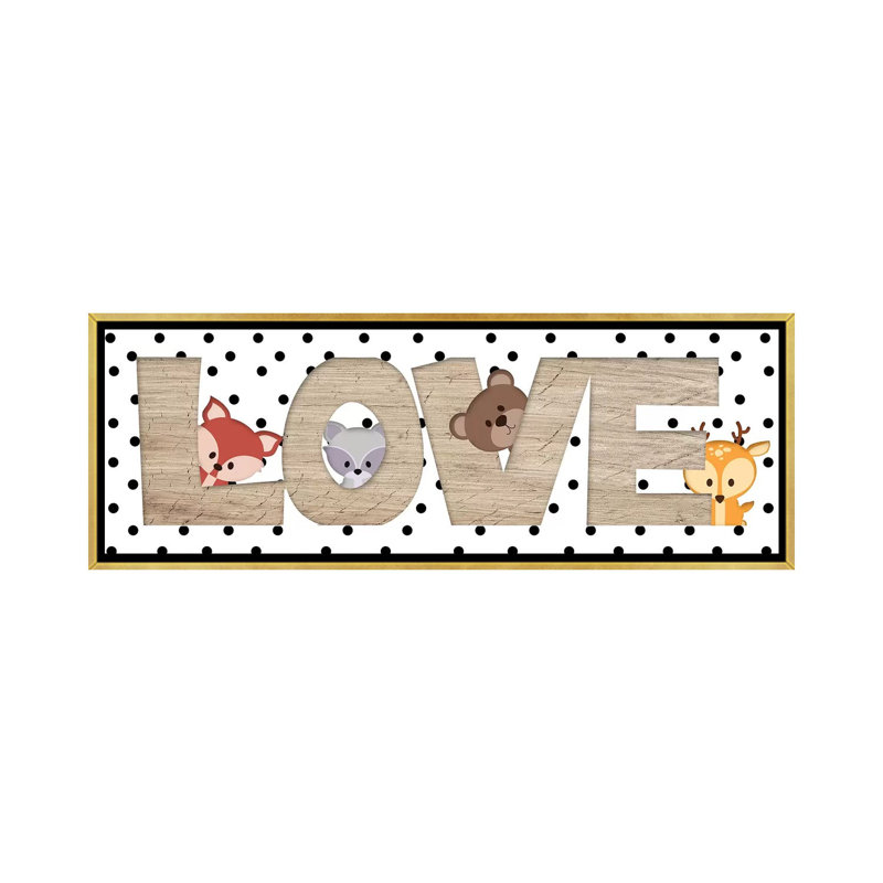 Art love, H 16 po x l 48 po x 1,5 po, Toile encadrée d'or