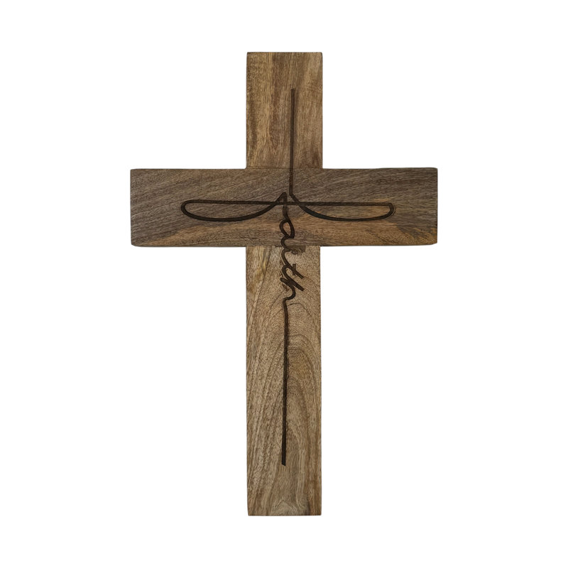 Croix murale Faith - naturel brûlé