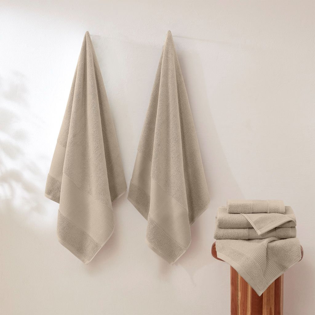 6-Piece Zero-Twist Cotton Towel Set, Sand