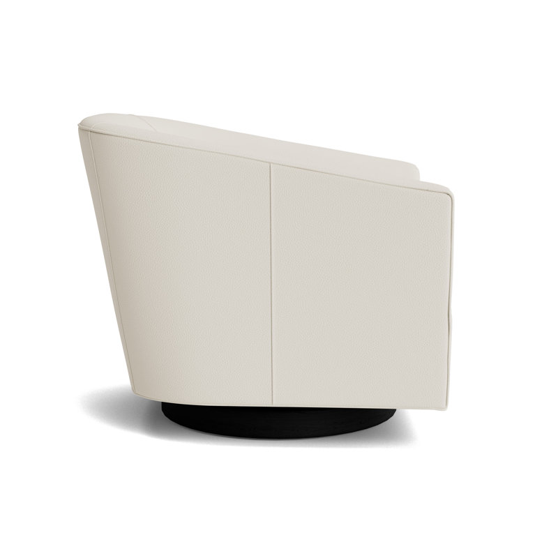 Cooper Full Swivel Leather Chair, Greenwich Performance Leather - Cream, Black