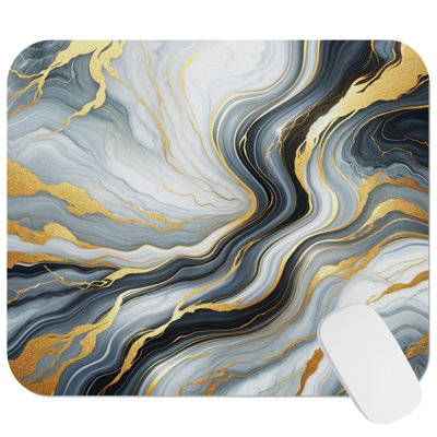 Abstract Geode Crystals Marble Agate Dream IV Gold Modern Gaming Cute Office Laptop Desk Pad Gift Mat Square Rectangle Non-Slip Mousepad