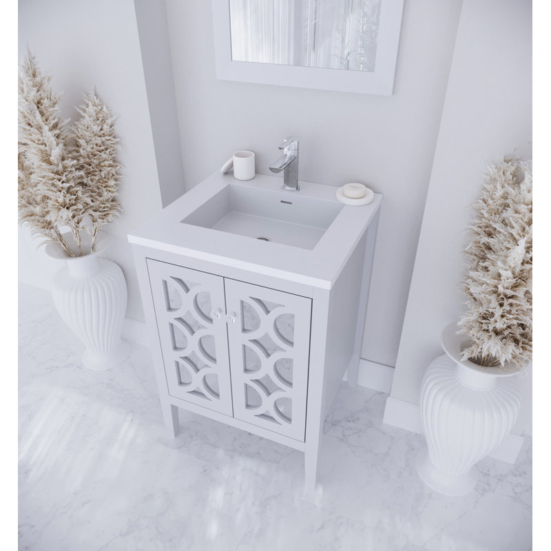 Ensemble de meuble-lavabo simple 24 po Caballero, Blanc, Blanc mat