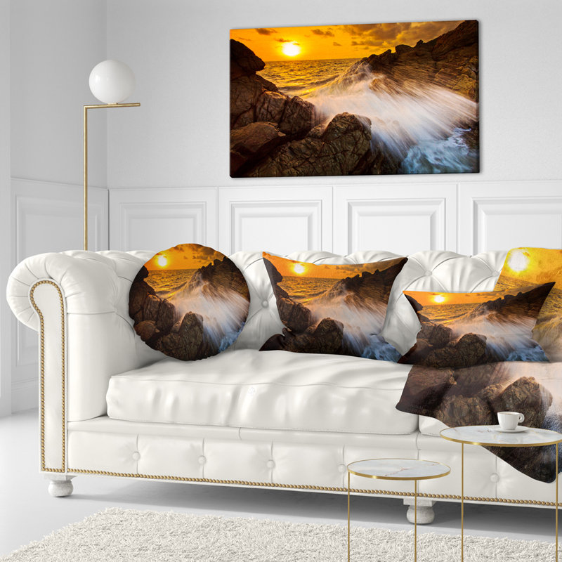 Coussin lombaire de coucher de soleil seascape