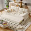 Canapé-lit causeuse 100% polyester beige-130075139