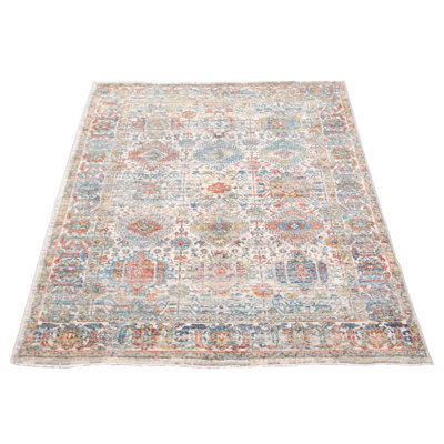 Tapis oriental rouge / bleu / ivoire