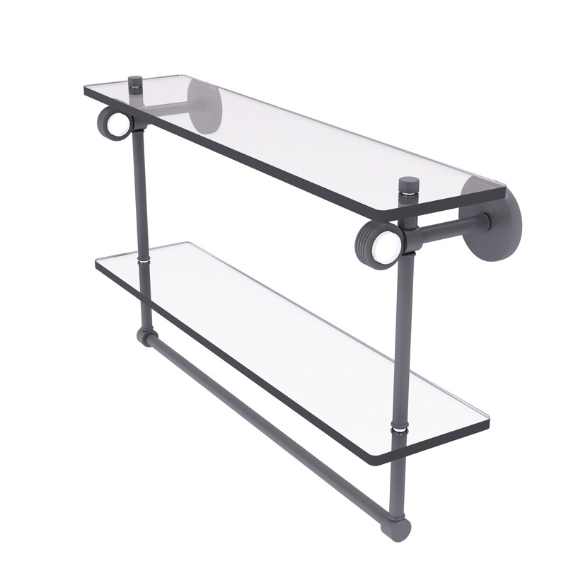 Tablette murale double verre Margolis, H 12,8 po x l 22 po x p 5,6 po, Gris mat