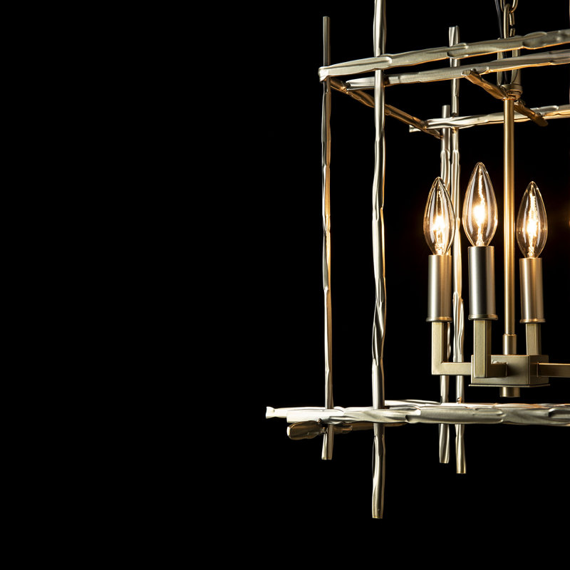 Tura 4 - Light Rectangle Chandelier, Small, Modern Brass