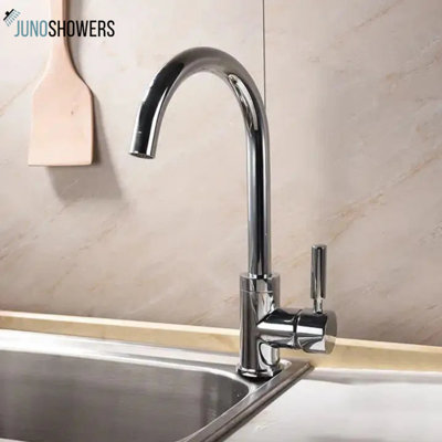 Juno Commercial Chrome Finish Deck Mounted Single Handle Kitchen Sink Faucet