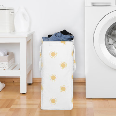 Boho Sun White and Mustard Foldable Laundry Hamper with Handles by Sweet Jojo Designs