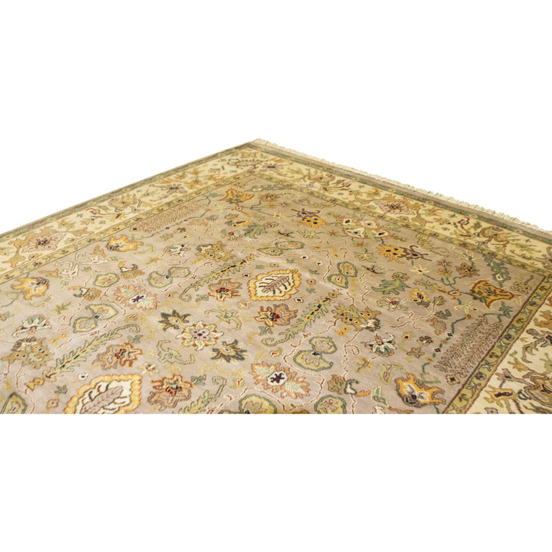 Hand Knotted Wool Area Rug in Rust And Ivory