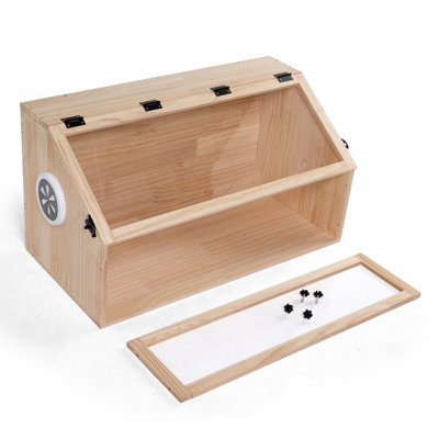 Wooden Hamster Cage, Small Pet Terrarium with Clear View Window & Side Ventilation, Flip‑Top Enclosure