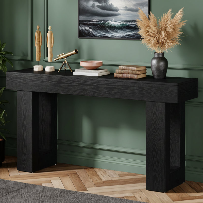 Wooden Sofa Table, 63-Inch Console Table For Entryway