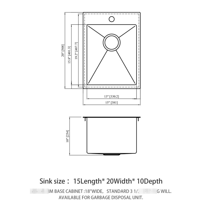 15X20x10 Inch, Stainless Steel, Drop - In Kitchen Sink, 16 Gauge, Non , X Shaped Drainage, 3Mm Pad, Drying Rack, Template Gauge T304 Steel Topmount 15X20 Inch Single Bowl Sound Proof Technology, Wear