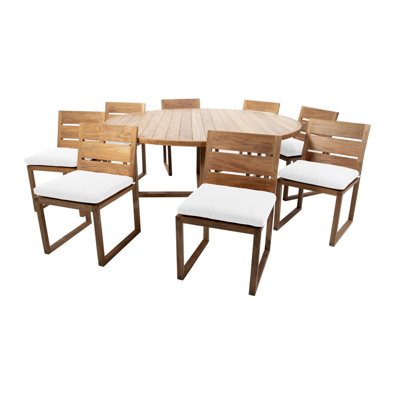 Uvita 8 - Person Solid Wood Solid Wood Top Four Leg Dining Set, Natural