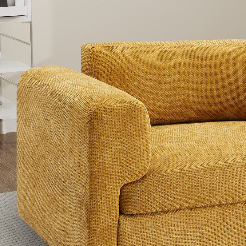Fauteuil d'appoint rembourré l 45,48 po, Polyester jaune