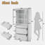 Armoire de salle de bain haute autoportante moderne avec 2 tablettes réglables, 3 tiroirs et portes à fermeture douce-2075387756