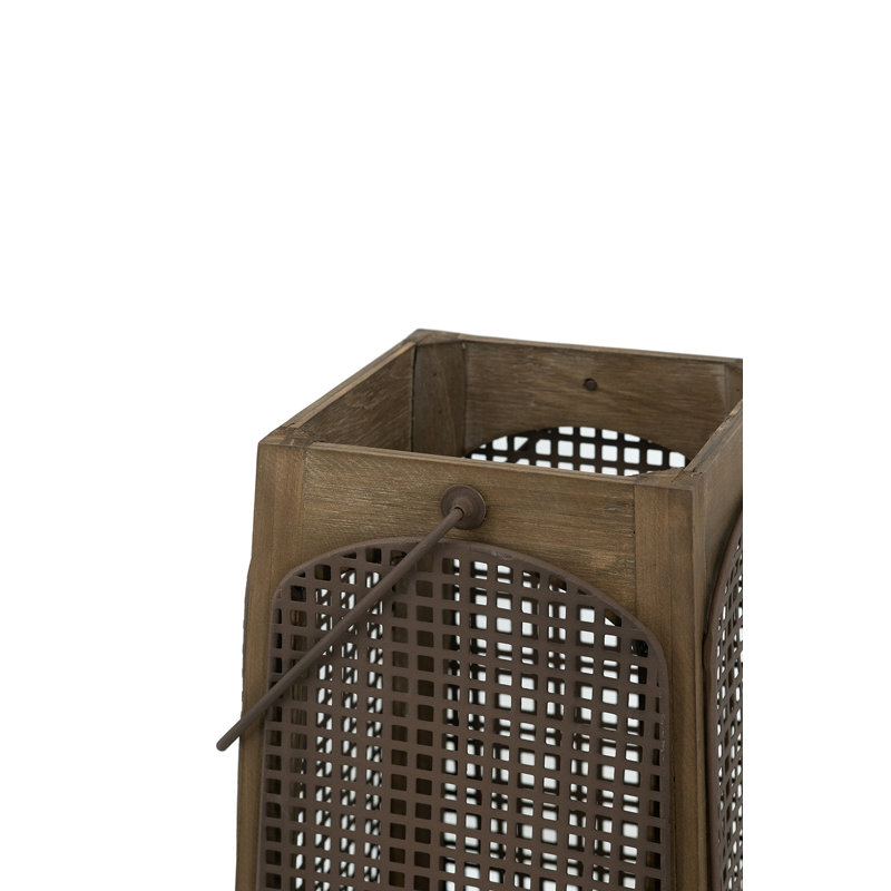 S/2 Weathered Brown Lanterns With Arched Legs And Mesh Design, L:14X14x29.5" S:9.5X9.5X17.5"