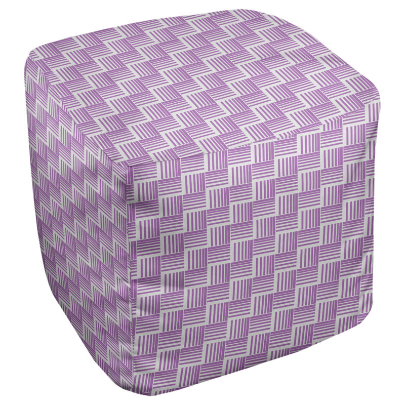 Repose-pieds cubique à rayures classic basketweave, Violet / gris