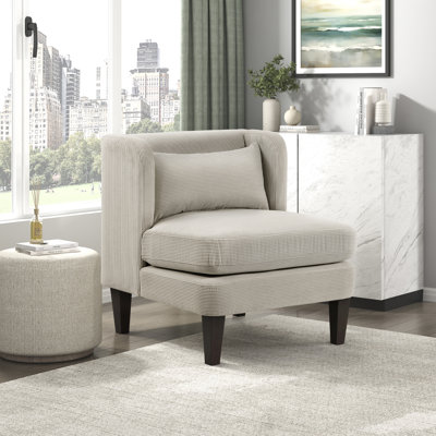 Chaise d'appoint moderne et contemporaine de 27,5 po Elodie avec revêtement en velours côtelé, coussin de siège réversible, ressorts ensachés en mousse haute densité