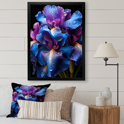 Iris mauve bleu irisé - art mural floral, salon