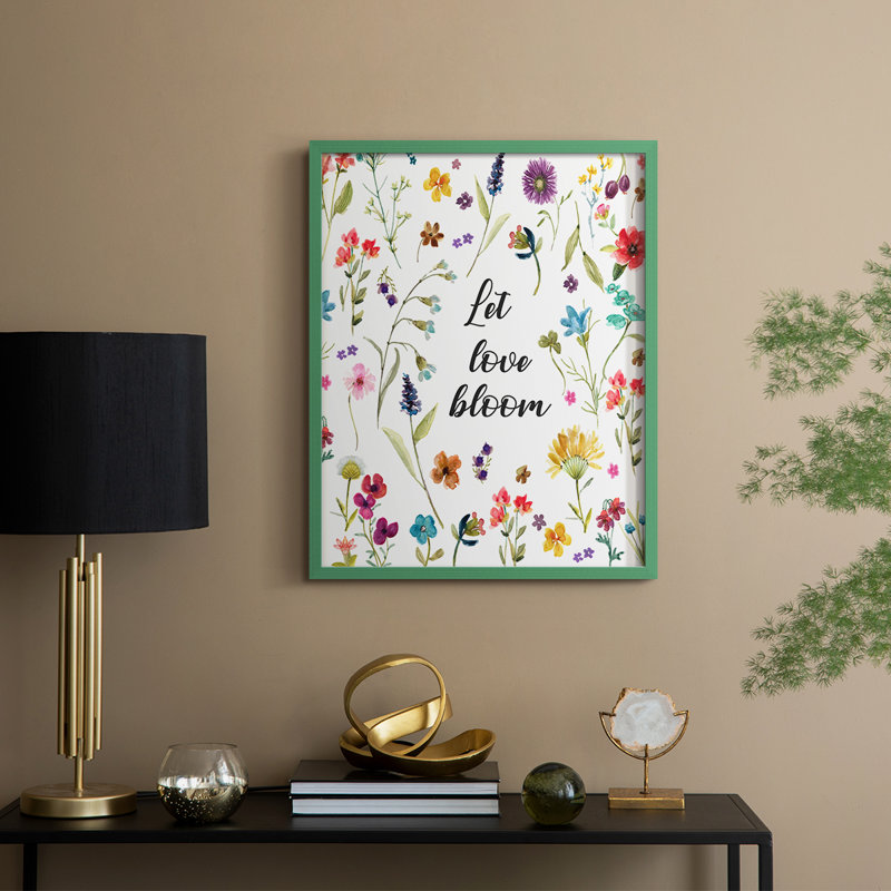 Let Love Bloom, reproduction encadrée - bois massif, H 15 po x l 12 po, Vert