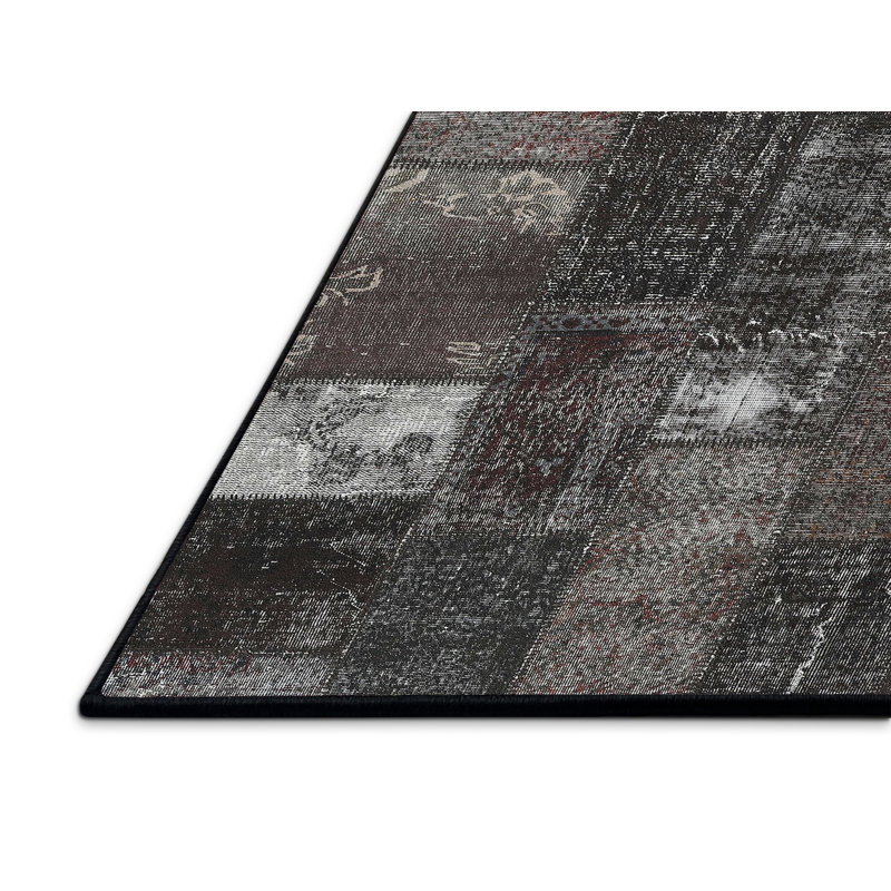 Tapis contemporain gris anthracite / gris, Rectangle 6 pi x 9 pi